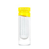 Empty glass fruit infusing water bottle in sunshine yellow with no fruits