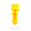 Glass fruit infusing water bottle in sunshine yellow show with a mango recipe